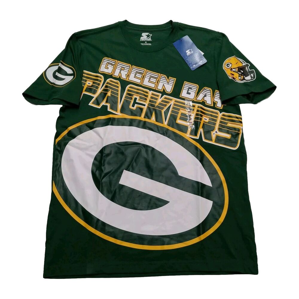 STARTER Green Bay Packers Graphic T-Shirt Men's M Medium Green Clutch Hit SS Tee